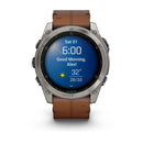 Garmin fēnix® 8 – 51 mm | AMOLED - Sapphire, Titanium with Chestnut Leather Band  
