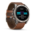 Garmin fēnix® 8 – 51 mm | AMOLED - Sapphire, Titanium with Chestnut Leather Band  