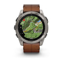Garmin fēnix® 8 – 51 mm | AMOLED - Sapphire, Titanium with Chestnut Leather Band  