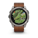 Garmin fēnix® 8 – 51 mm | AMOLED - Sapphire, Titanium with Chestnut Leather Band  