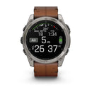 Garmin fēnix® 8 – 51 mm | AMOLED - Sapphire, Titanium with Chestnut Leather Band  