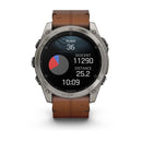 Garmin fēnix® 8 – 51 mm | AMOLED - Sapphire, Titanium with Chestnut Leather Band  