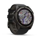 Garmin fēnix® 8 – 51 mm | Solar - Sapphire, Carbon Titanium with Black Silicone Band  