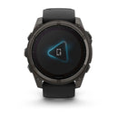 Garmin fēnix® 8 – 51 mm | Solar - Sapphire, Carbon Titanium with Black Silicone Band  