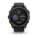 Garmin fēnix® 8 – 51 mm | Solar - Sapphire, Carbon Titanium with Black Silicone Band  