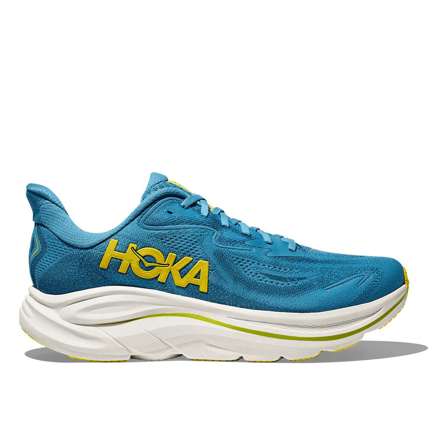 HOKA Men's Clifton 10 Wide road running shoe alpine blue foggy side view