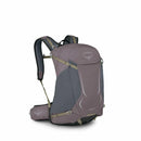 Osprey Hikelite 28 Hiking Backpack front view, Graphite Purple