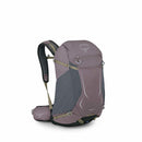 Osprey Hikelite 32 Hiking Backpack front view, Graphite Purple