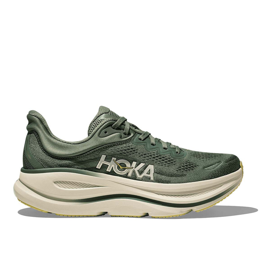 HOKA Men's Bondi 9 road running shoe succulent fern green side view