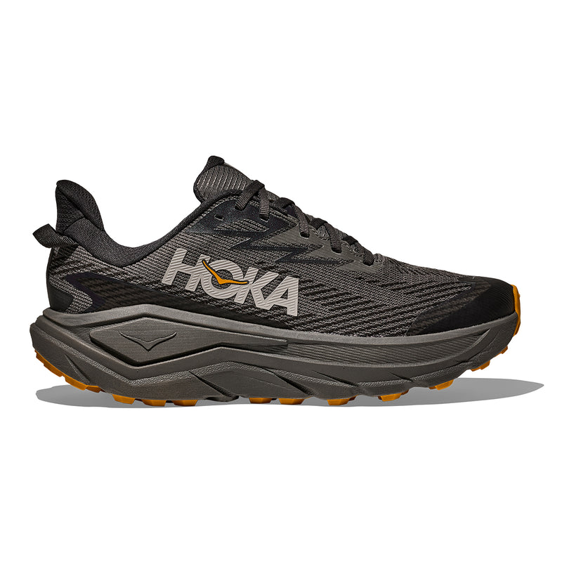HOKA Men's Challenger 8 GORE-TEX trail running shoe asphalt grey side view