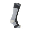 Gray and black sock with brand logo on a white background