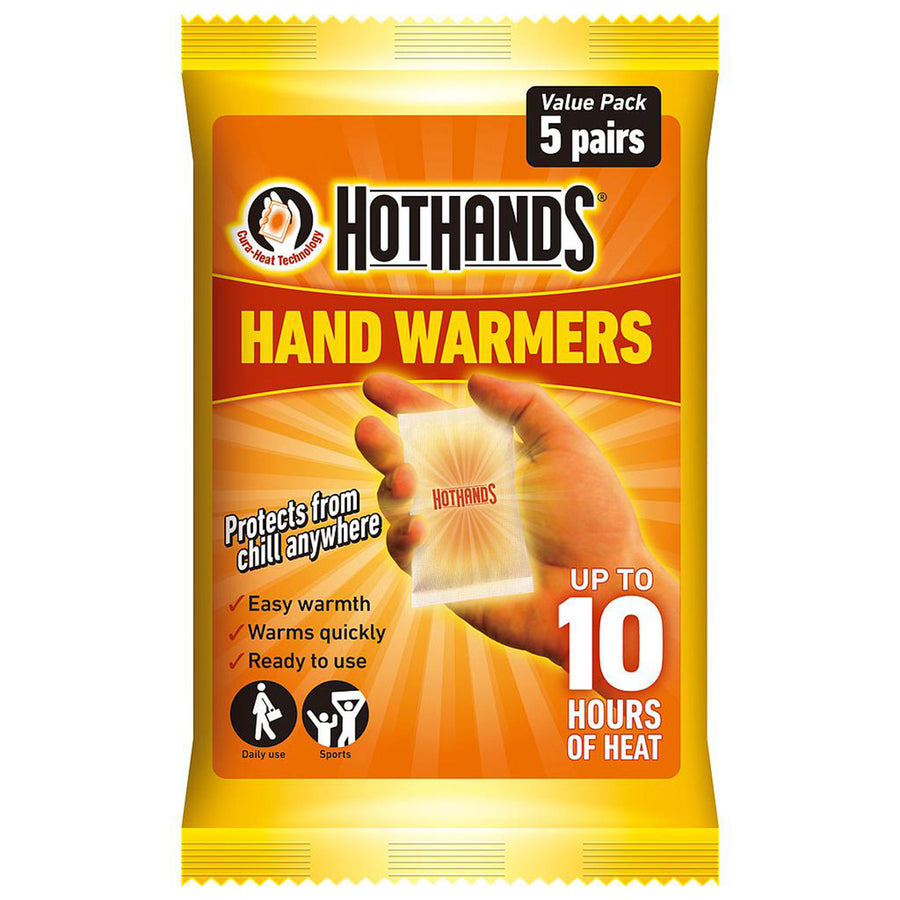 Hot Hands Value Pack includes 5 pairs of warmers. Ideal for skiing, hiking, and cold-weather activities.