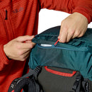Hyperon 80L Trekking Pack Orion Blue and Anthracite zip detail