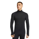 Man wearing a black long-sleeve athletic top with a quarter zip on a white background. Icebreaker Men's 125 ZoneKnit Long Sleeve Half Zip Thermal Top