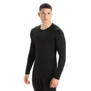 Icebreaker Men's Merino 200 Oasis Long Sleeve Crewe side view, Black