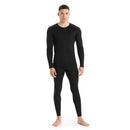 Icebreaker Men's Merino 200 Oasis Long Sleeve Crewe full length front, Black