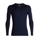 Icebreaker Men's Merino 200 Oasis Long Sleeve Crewe front view, Midnight