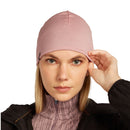 Icebreaker 200 Oasis Reversible Beanie worn, front view, Summit/Blush