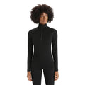 Icebreaker Women's Merino 200 Oasis Half Zip Thermal Top front view, Black