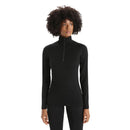 Icebreaker Women's Merino 200 Oasis Half Zip Thermal Top front view, Black