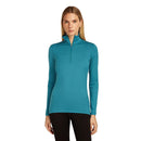 Icebreaker Women's Merino 200 Oasis Half Zip Thermal Top front view, Topaz