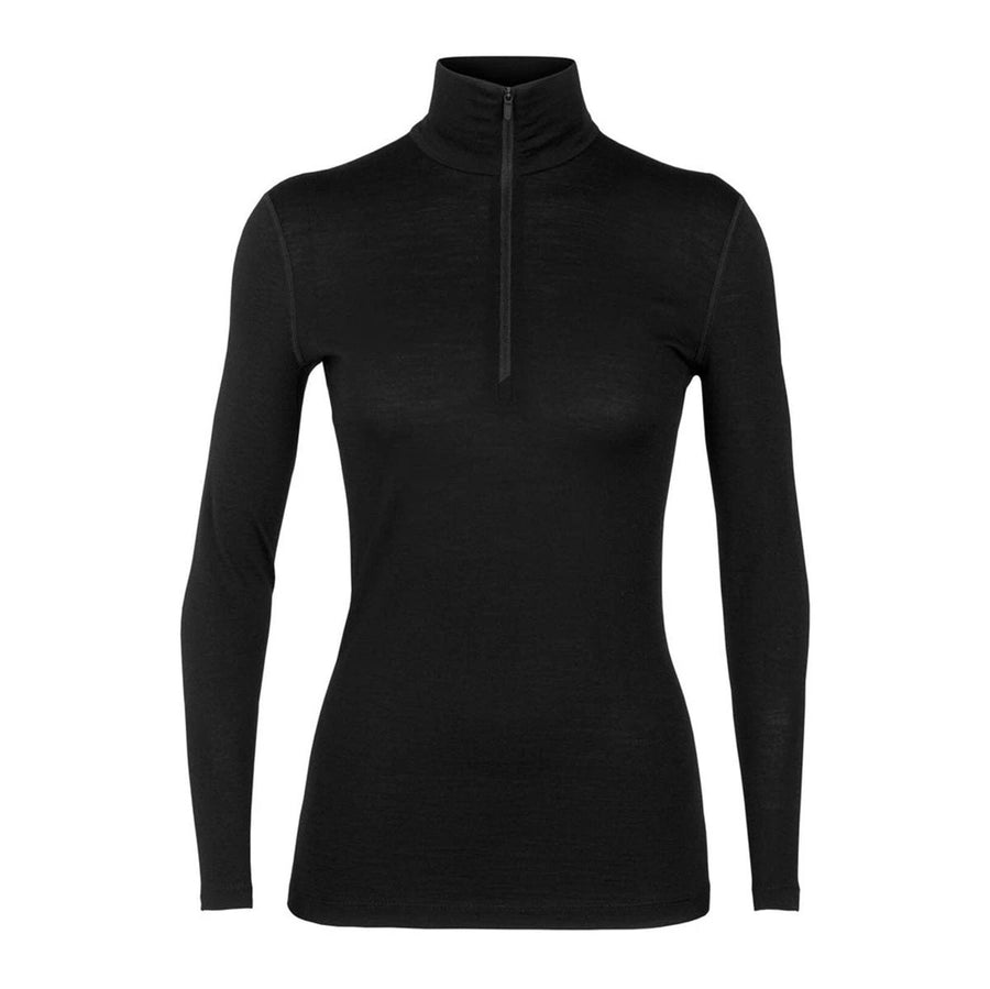 Icebreaker Women's Merino 200 Oasis Half Zip Thermal Top front flat lay, Black