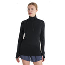 Icebreaker Women's Merino Blend 125 ZoneKnit™ Long Sleeve Half Zip Thermal Top - Black
