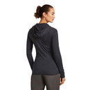 Icebreaker Women's Merino 200 Realfleece Descender Hoodie back view, Jet Heather