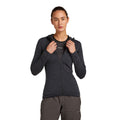 Icebreaker Women's Merino 200 Realfleece Descender Hoodie front view, Jet Heather
