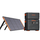 Jackery portable power station and solar panel on a white background