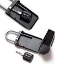Two Bulldog Key Lock Boxes securely display car keys, one facing up and one tilted, highlighting the safe storage space for keeping keys inside or beside the lock boxes.
