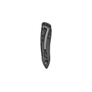 The Leatherman Skeletool® KB Knife is shown closed, with a black metal handle featuring cutouts, a 420HC stainless steel blade, and pocket clip—ideal for everyday carry—isolated on a white background.