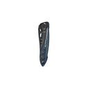 A closed Leatherman Skeletool® KBx Knife with a blue handle, black metallic details, and circular grip cutouts is displayed against a white background.