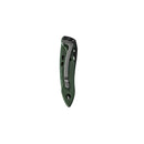 A folded Leatherman Skeletool® KBx Knife in green with a 420HC stainless steel blade and silver clip is shown against a plain white background.