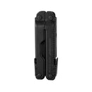 The closed Leatherman Super Tool® 300M - Molle Black, shown from the front with measurement markings and its name engraved on the handle, is perfect for firearm maintenance or rugged military use.