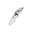 The Leatherman Skeletool® KBx Knife features a 420HC stainless steel, partially serrated blade and cutout handle design—ideal for everyday carry. Shown on a white background.
