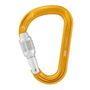 Petzl ATTACHE screwlock HMS carabiner on a white background with lock closed.
