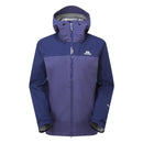 Women’s Saltoro GORE-TEX Jacket: a lightweight, packable two-tone blue hooded waterproof jacket with a full-length front zipper.