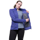 Women's Apiro Jacket zip and collar detail, Clematis