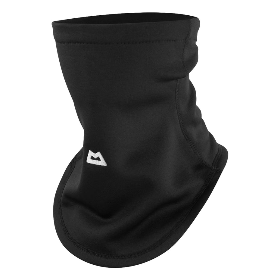 Black Polartec Power Stretch Mountain Equipment Stretch Fleece Neck Gaiter with a small white logo on the front.