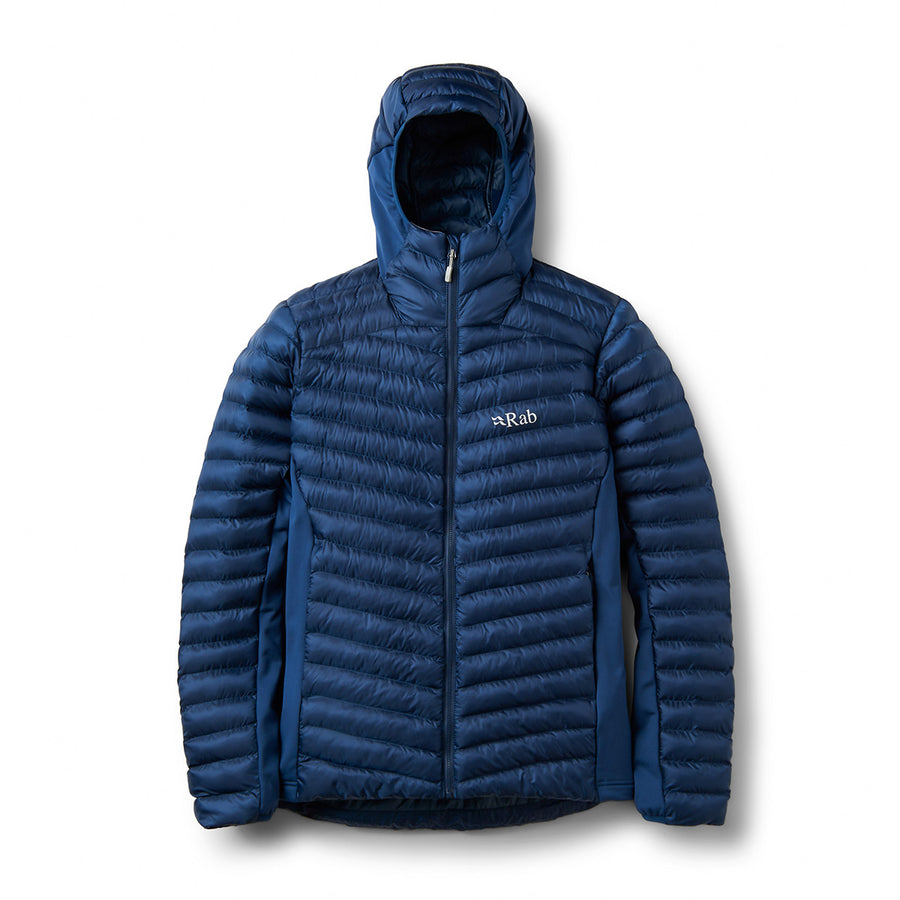 Rab Men's Cirrus Flex Insulated Hooded Jacket front flat lay, Tempest Blue
