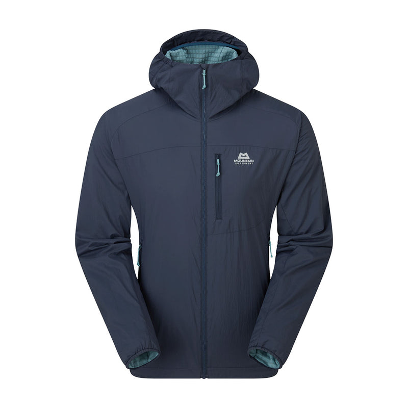 Men's Aerotherm Hooded Jacket front view, navy blue
