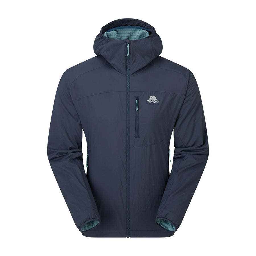 Men's Aerotherm Hooded Jacket front view, navy blue
