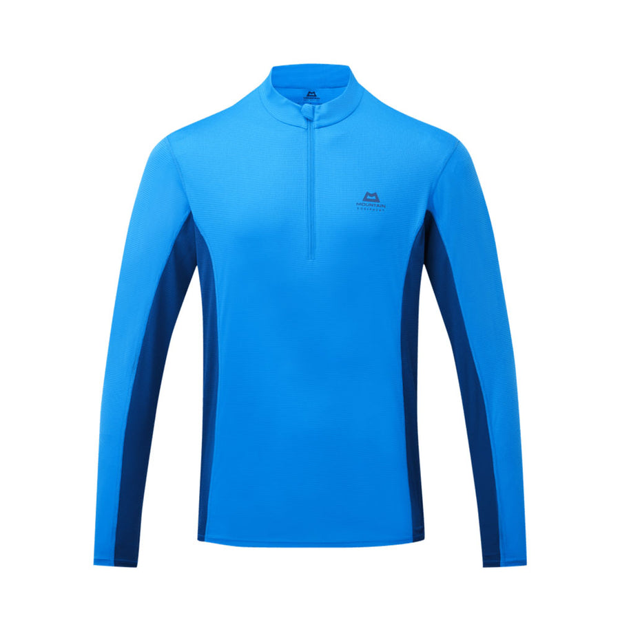 Men's Ignis LS Zip Tee front view, blue/navy