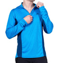 Men's Ignis LS Zip Tee zip collar detail, blue