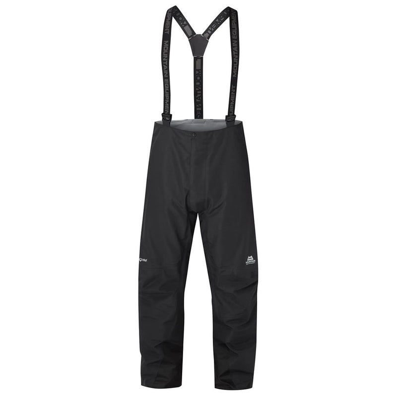 Men's Karakoram Mountain Pant front view with suspenders, black