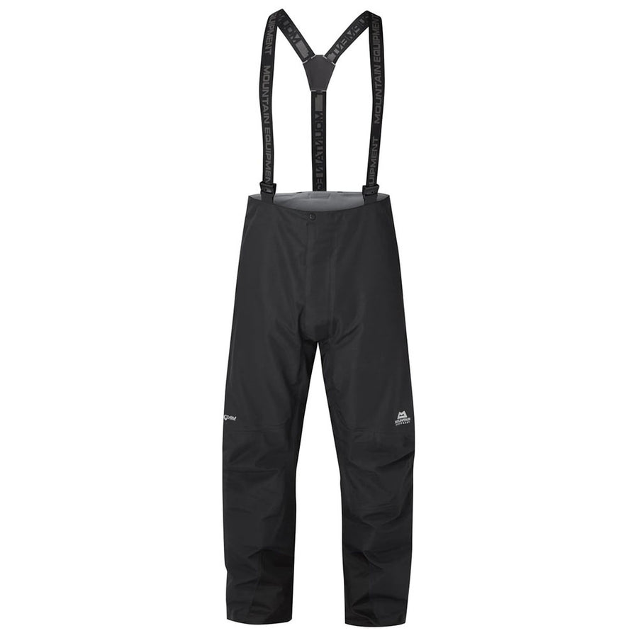 Men's Karakoram Mountain Pant front view with suspenders, black