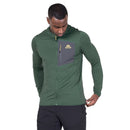 Men's Lumiko Hooded Jacket zip detail, Fern/Ombre