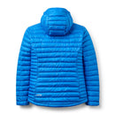 Blue rab microlight jacket on a white background