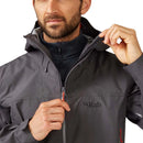 Rab Men's Namche GORE-TEX Jacket collar and zip detail, Graphene
